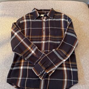 Corridor New York Men’s Size MEDIUM Navy and Brown Plaid Shirt